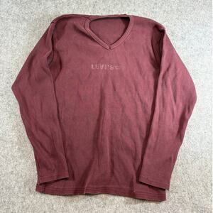 Vintage 70s Levis Shirt Mens Large Thermal Knit Long Sleeve Stenciled Big E